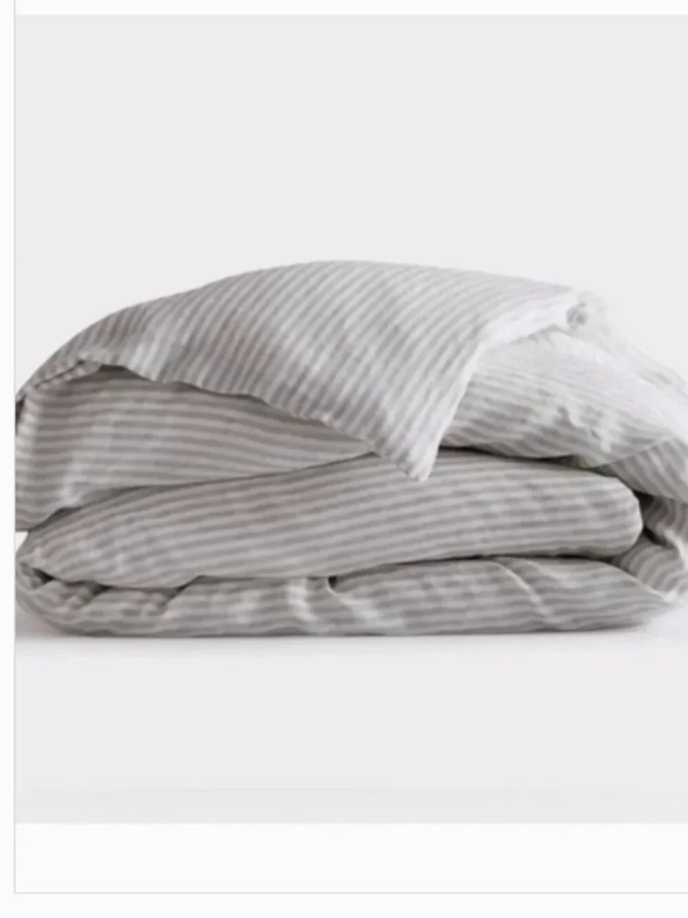 Quince European Linen Duvet Queen Cover in Grey & White Stripe
